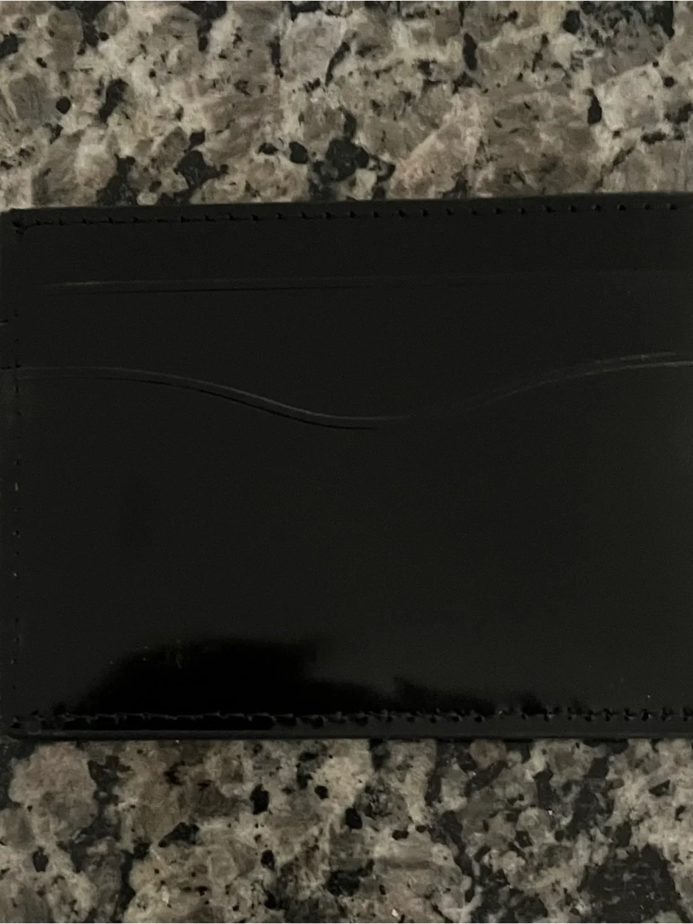 Tory Burch Black Patent Card Wallet with Gold Logo